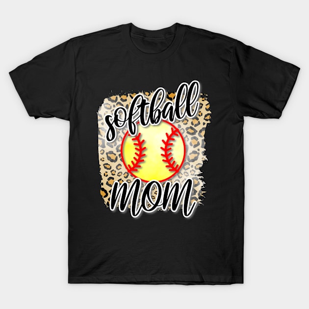 Softball Mom, Leopard Print Gift for Softball Moms T-Shirt by JPDesigns